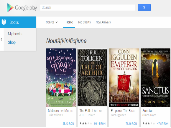 Google Play Books, disponibil şi pentru utilizatorii din România